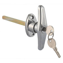 Garage Door Keyed T-Handle Lock Kit, Universal Replacement Hardware, Bright Chrome Finish, 1-13/16" Blind Mount Post for 2" Thick Door
