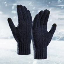 Luvas femininas de inverno com tela sensível ao toque, forradas com lã azul.