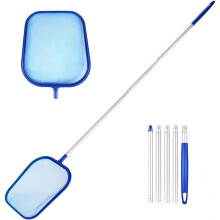 Pool Net with Telescopic Pole, Swimming Pool Leaf Skimmer Net, for Inground Pools, Koi Ponds, Hot Tubs, Fountains, Large Fish Tanks, Debris Cleaning