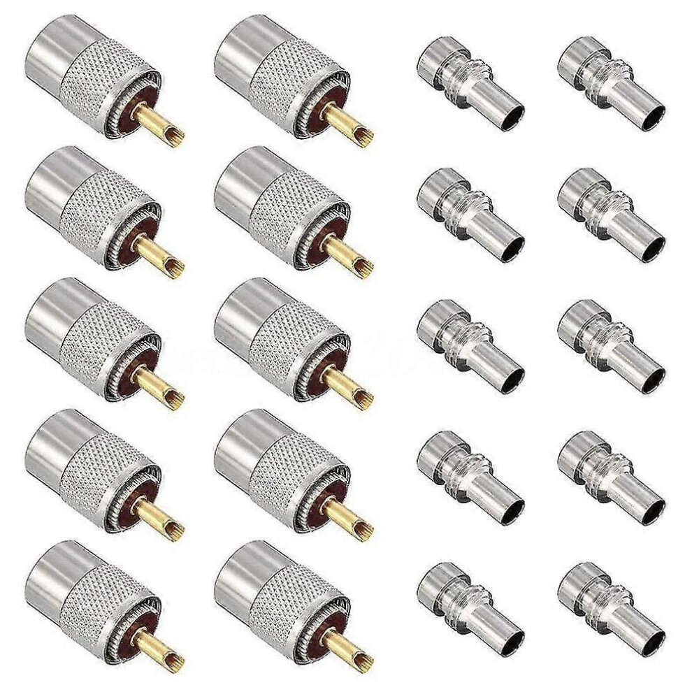 Pl-259 Solder Connector Plug With Reducer 10-Pack For Rg8x, Rg8, Rg59, Lmr-400, -213 Coaxial Cables 6901168002612