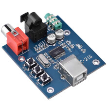 PCM2704 USB DAC to S/PDIF HiFi Sound Card Decoder Board, 3.5mm Analogue, Coaxial, Fibre Optic Output, USB Powered for PC
