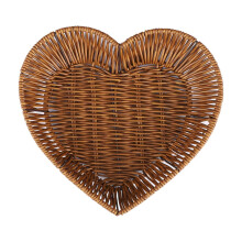 Cesta de vime trançado em formato de coração, marrom, 26 x 21 cm