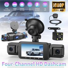 4-Channel Dash Cam View WiFi Inside Car Camera with Night Vision Loop Recording Parking Monitor, 1080P+480P+480P+480P