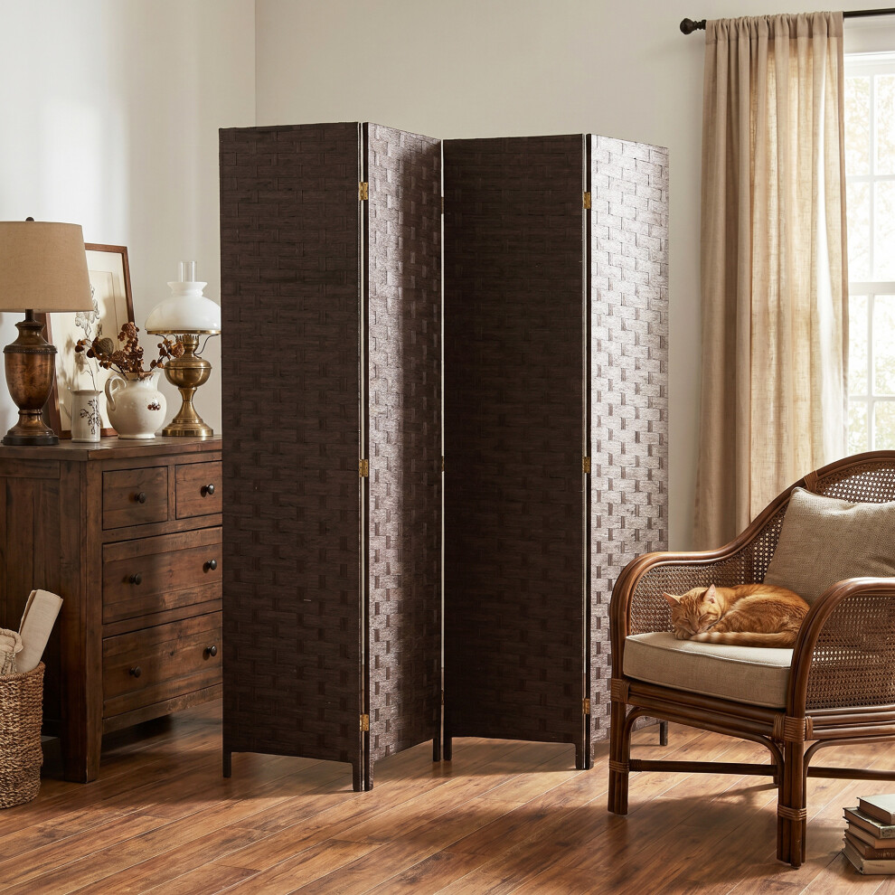 Homcom 4 Panel Folding Room Divider, Privacy Screen With Panels, Dark Brown