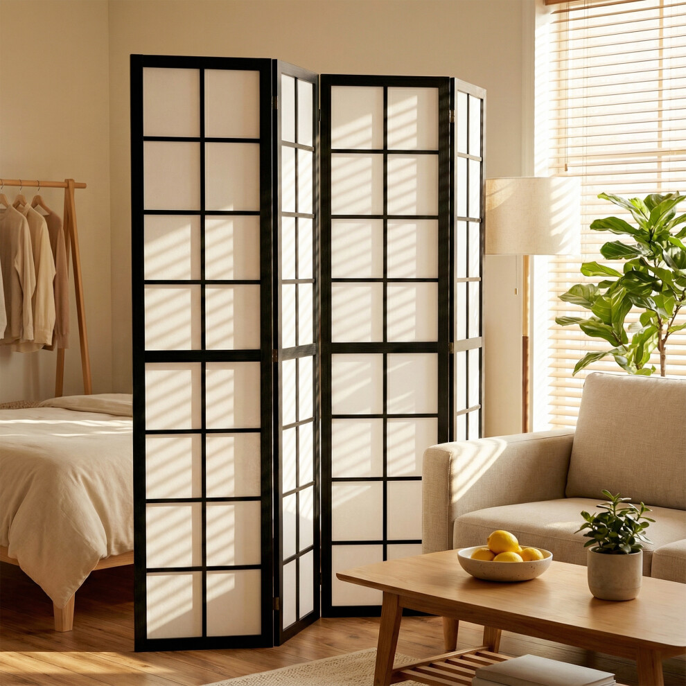 Homcom Indoor Room Partition, 4 Panel Folding Room Divider, Black