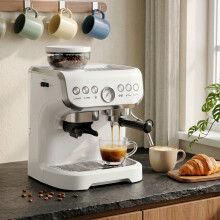 HOMCOM Bean to Cup Coffee Machine with Integrated Bean Grinder, White