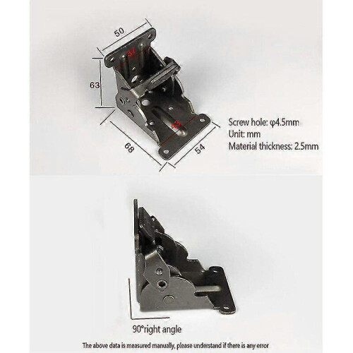 Folding Table Hinge Brackets, Self-Locking 90 Degree Heavy Duty Steel Plate Pair 2