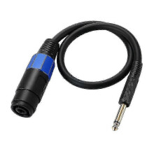 Speakon Female Connector to 1/4" 6.35mm Male TS Speaker Interconnect Cable, ABS Material, 0.5m Length for Audio Speaker Connections