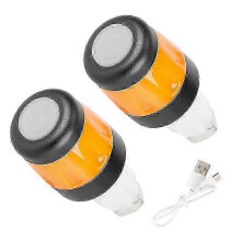2Pcs Electric Scooter Handlebar End Plugs with LED Turn Signal and Warning Lights, Black and Orange, USB Rechargeable, Waterproof