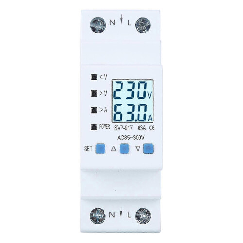 Single Phase Voltage Protector with Auto Recovery, Voltage Current Power Display, Adjustable Protection