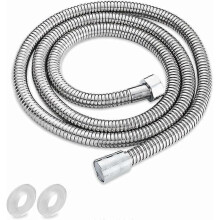 Tubo doccia 150 cm, acciaio inossidabile anti-groviglio, tubo interno PVC non tossico, raccordi in ottone, connessione universale G 1/2
