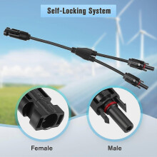 Conector Y para Cabo de Painel Solar 1 para 2, 1 Par Adaptador MMF FFM, Cobre Estanhado PPO+PC, 30A 1000V DC, Impermeável Resistente aos Raios UV