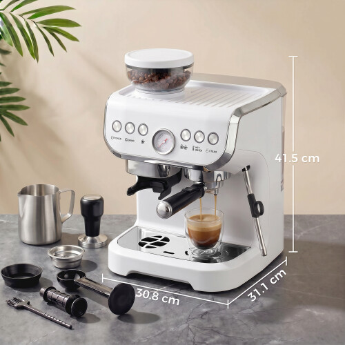 Homcom HOMCOM Bean to Cup Coffee Machine with Integrated Bean Grinder, White 2