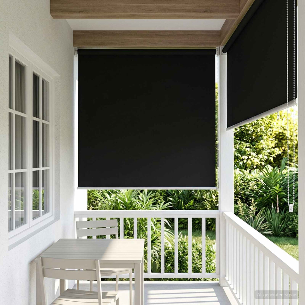Vidaxl Outdoor Roller Blind Uv Protection Black 80 X 230 Cm