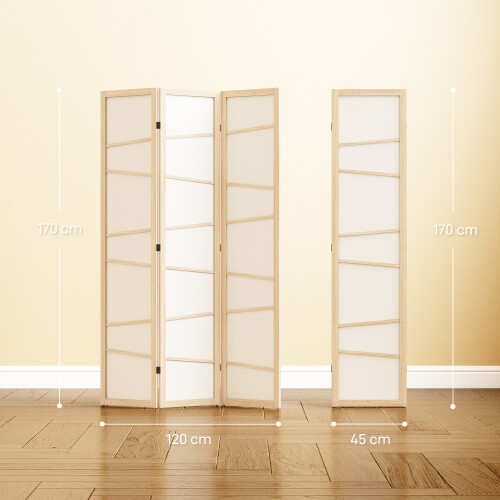 Homcom HOMCOM Room Divider, Screen Protector with Frame, Natural Wood Finish 2