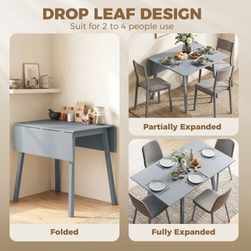 Homcom HOMCOM Extendable Kitchen Table for 2-4, Folding Drop Leaf Dining Table 2