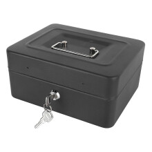Metalen slotbare geldkist, opslagorganizer voor contant geld cheques bonnen waardevolle spullen, 20x16x9cm, voor winkels thuis kantoor
