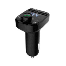 Car Bluetooth FM Transmitter MP3 Player, 3.1A Car Charger, Supports USB Flash Drives TF Cards, Bluetooth 5.0, 12-24V For All Cars, Black Plastic