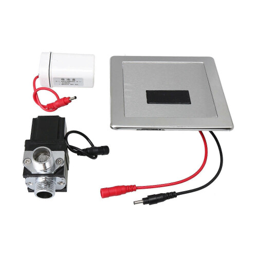 Automatic Concealed Wall Mount Urinal Flush Sensor, DC6V, 13.2x13.2cm Panel, Water Saving, for Bathroom Toilet, Silver Black White