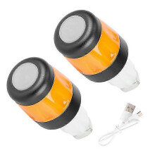 2 tapones para manillar de patinete eléctrico, luces intermitentes LED impermeables, batería recargable integrada, color negro y naranja.