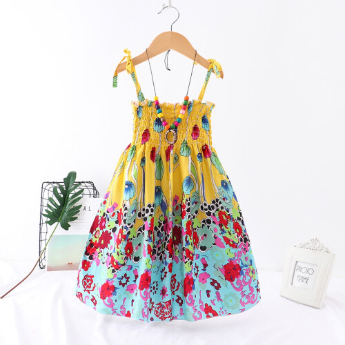 Φλοράλ αμάνικο φόρεμα boho για κορίτσια, για ηλικίες 2-3 ετών 2