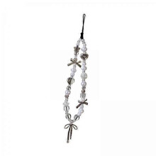 Pulsera de teléfono con nudo de lazo y cuentas mariposa, material ABS PVC, 18 cm, 2 unidades, para llaves y carnets de estudiante