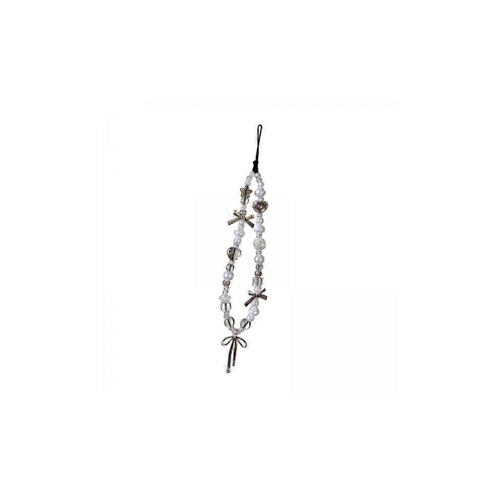 2Xbow Knot Beaded Phone Charm, Butterfly Wrist Phone Chain, Abs Pvc Decoration For Keys, Student Ids, 18Cm, 2 Pack 6901168087206