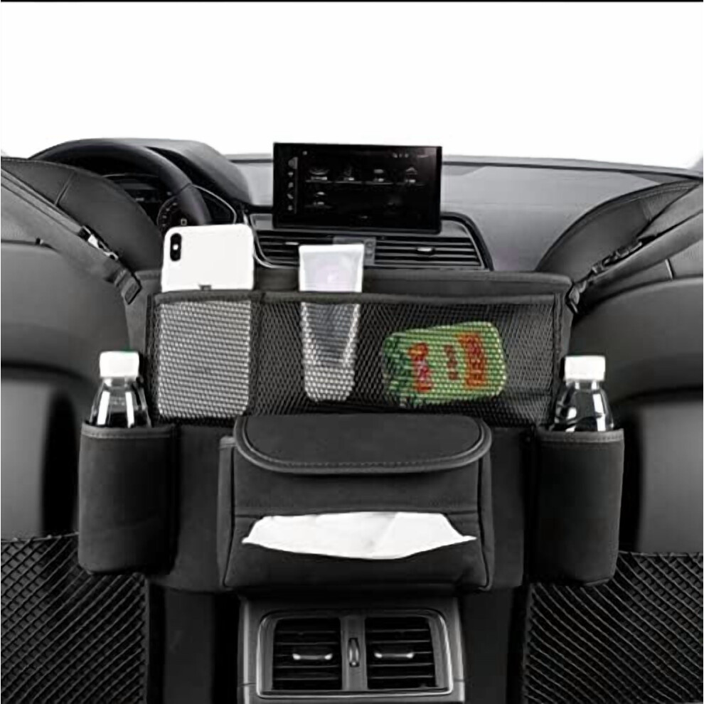 Suede Car Handbag Holder Between Seats 2 Pack Black 9097180126645