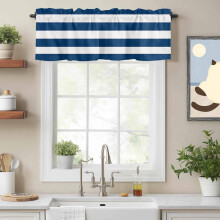 Blue and White Striped Geometric Valance 54x18 in