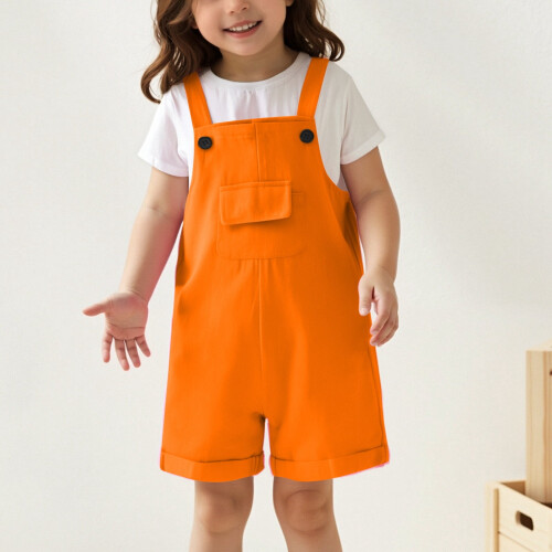 Children's Overalls Bib Shorts Solid Color 3-14 Years 1