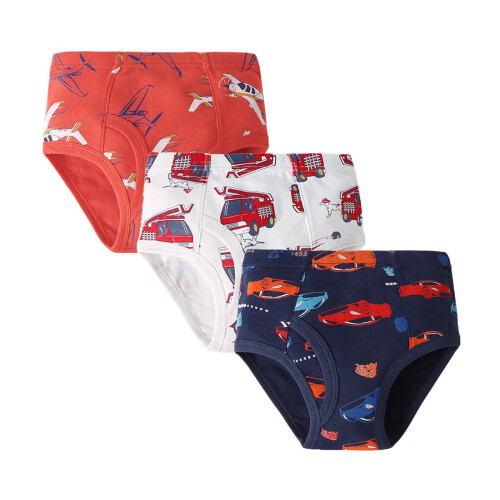 Boys' Cartoon Car Print Briefs 3-Pack Stretch