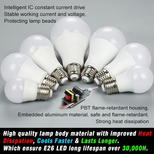 JINYUN LED Bulb A60 E26 Base 6W 700lm 6000K
