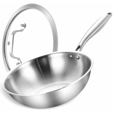 Stainless Steel Wok Pan 10 Inch with Lid
