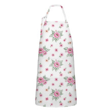 Floral Print Cotton-Linen Apron Adjustable 33x27 Inch