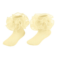 Girls' Ruffle Dance Socks Light Yellow 6-8 Years