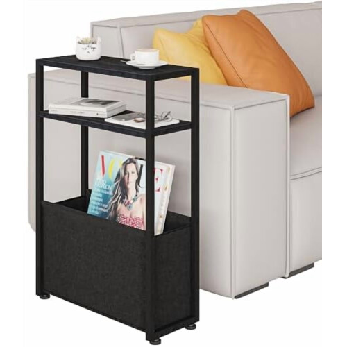Narrow Side Table with Magazine Rack 18x12x24in 2
