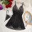 Camicia da notte da donna in pizzo nero e rete, taglia XL 6
