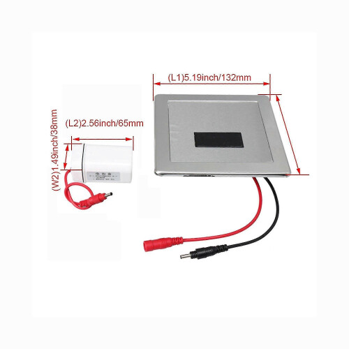 Automatic Concealed Wall Mount Urinal Flush Sensor, DC6V, 13.2x13.2cm Panel, Water Saving, for Bathroom Toilet, Silver Black White 2