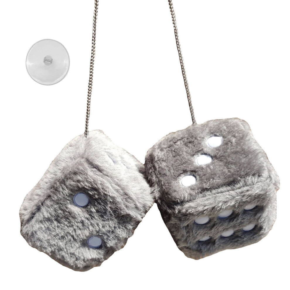 Car Mirror Fluffy Furry Pair 7.5 Cm Retro Square Plush 9122141399391