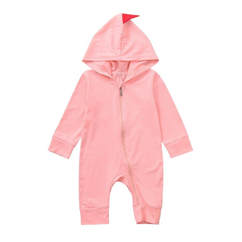 Dinosaur-hettegenser til babyjenter og -gutter, rosa, 6 måneder