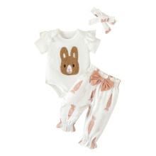 Baby-Osterhasen-Strampler-Set mit Karottenhose und Stirnband