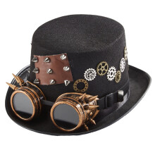 Gotický steampunk cylindr s ozubenými kolesami a okuliarmi