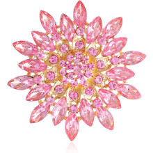 Broche de flor con diamantes de imitación, pin de solapa grande de cristal, 1 pieza