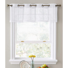 Cantonnière semi-transparente en faux lin blanc à œillets 54 x 18 pouces