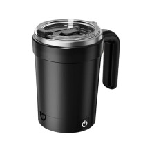 Mágneses keverőkávés bögre, fekete, hordozható, 350 ml