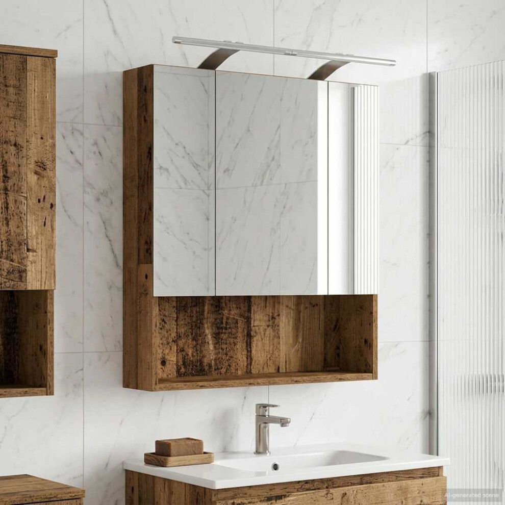 Vidaxl Bathroom Mirror Cabinet With Shelf Old Wood 60 X 14.5 X 70 Cm