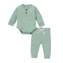 Baby-Jungen-Langarm-Strampler-Set Mintgrün 0-3 bis 12-18