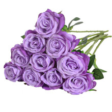 Lys lilla kunstig rose silkeblomst med stilk