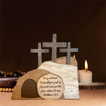 Decoração de madeira com cena da Ressurreição da Páscoa (1 peça)
