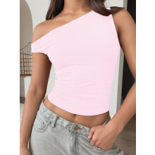 Top corto sin mangas con hombros descubiertos para mujer, ideal para el verano.